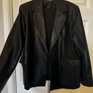 Kittenish Black Faux Leather Blazer